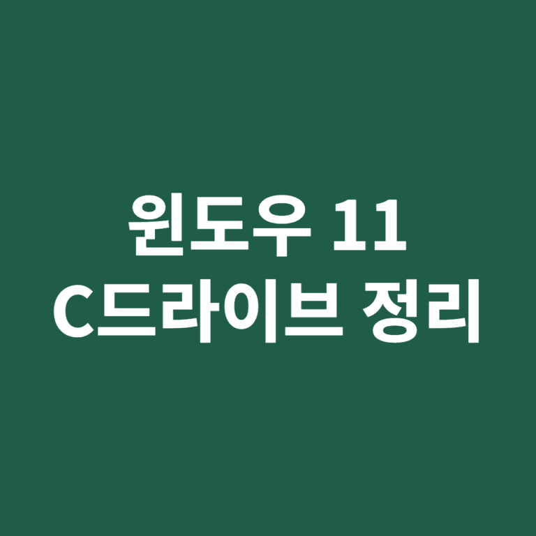 윈도우 11 C드라이브 용량 정리 방법
